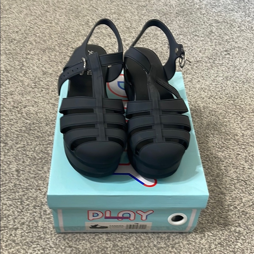 Jeffrey Campbell Play Candied Matte Black Sandals